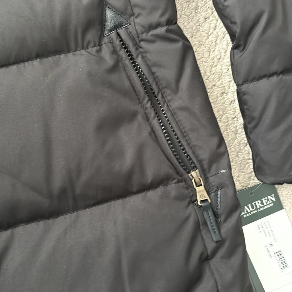 Ralph Lauren Black Women's Puffer Jacket Faux Fur Hood Sz S Small $340 - Picture 5 of 8